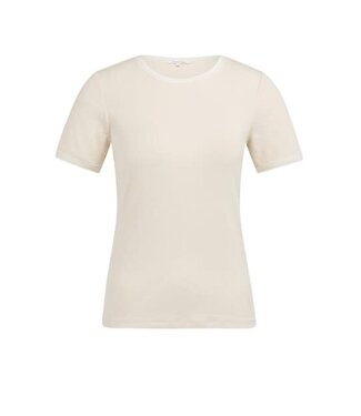 YAYA T-shirt with mesh edge - CREME BEIGE