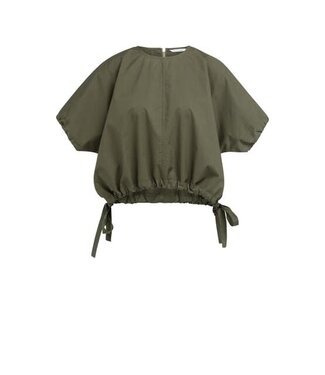 YAYA Boxy top with adjustable waist straps - ARMY GREEN