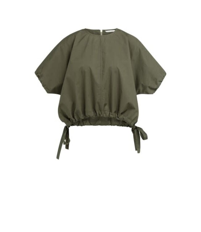 YAYA Boxy top with adjustable waist straps - ARMY GREEN
