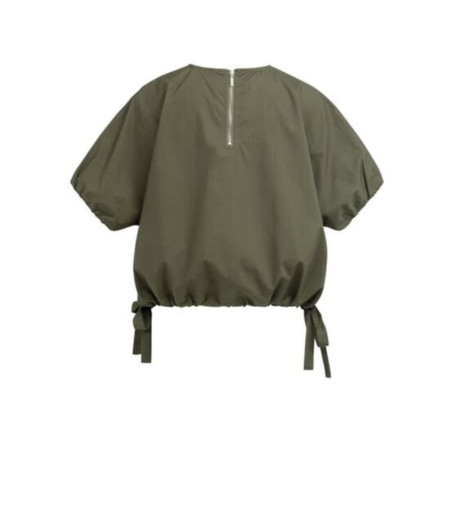 YAYA Boxy top with adjustable waist straps - ARMY GREEN