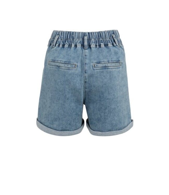 YAYA Loose fit worker shorts - MID BLUE DENIM