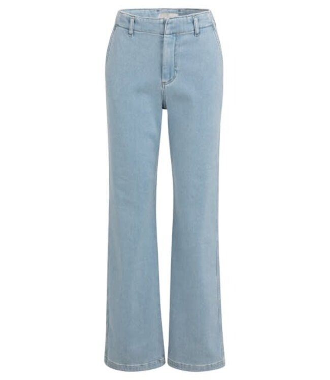 YAYA Chino jeans with straight legs and welt pockets (L32) - MID BLUE DENIM