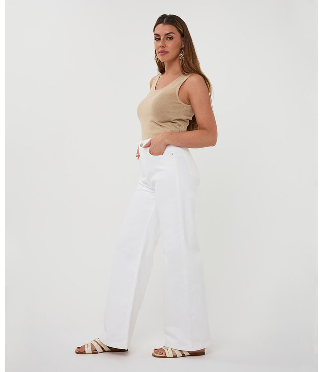 Esqualo Trousers denim wide Off White 34