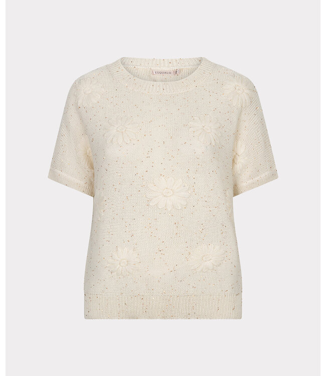 Esqualo Sweater embroidery flowers Off White XS