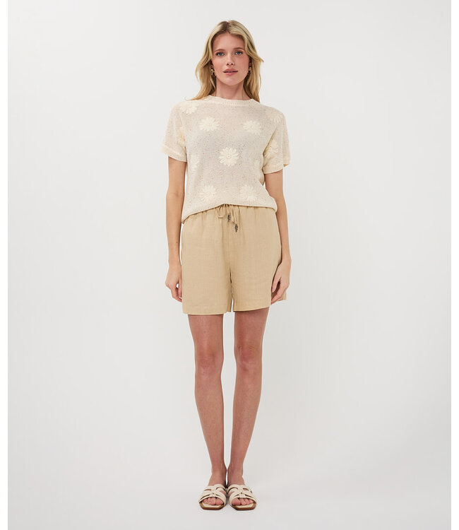 Esqualo Sweater embroidery flowers Off White XS