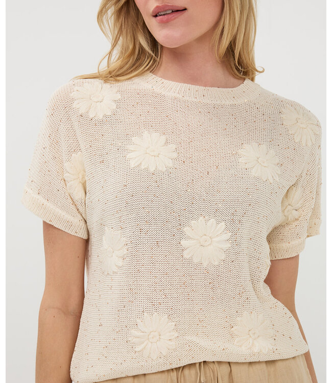 Esqualo Sweater embroidery flowers Off White XS