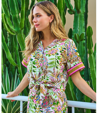 Esqualo Blouse knot Jungle print Print 34