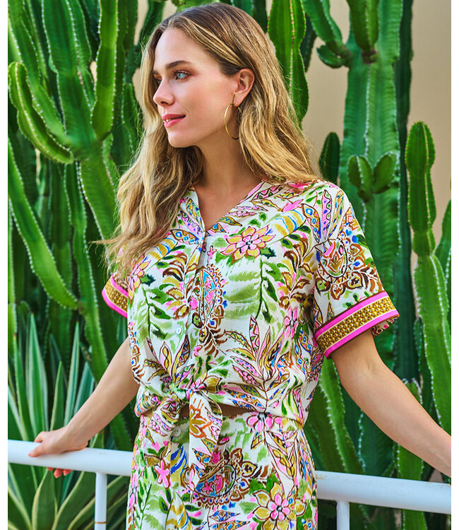 Esqualo Blouse knot Jungle print Print 34