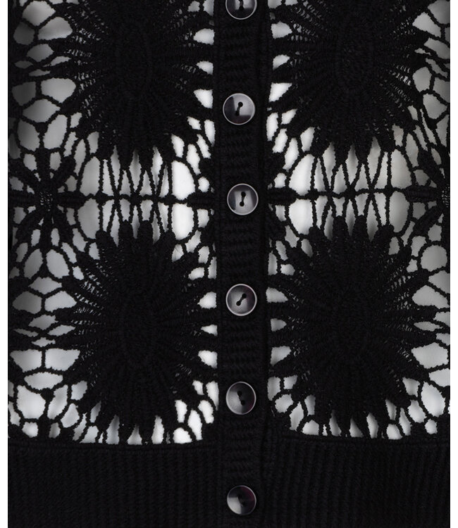 Esqualo Cardigan crochet s/slve Black XS