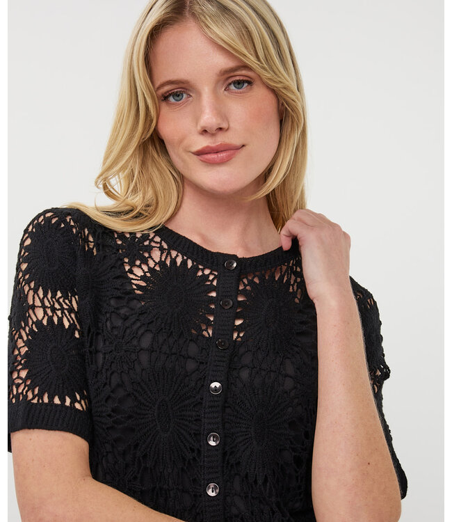 Esqualo Cardigan crochet s/slve Black XS