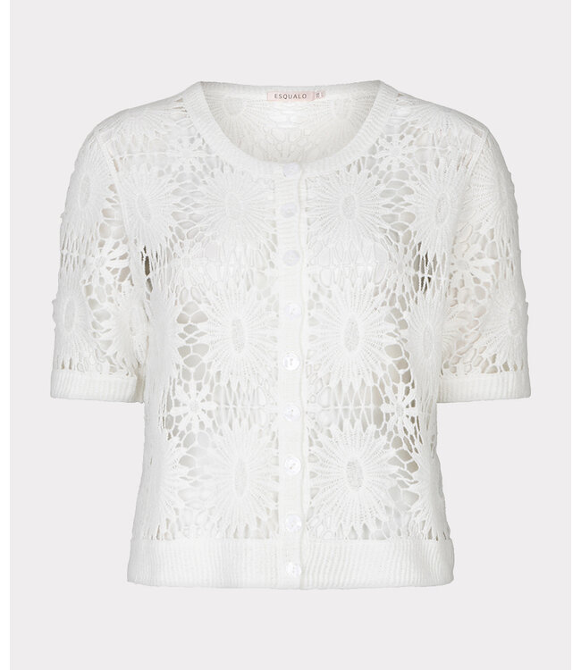 Esqualo Cardigan crochet s/slve Off White S