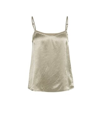 YAYA Satin singlet with transparent edge - CROCKERY BROWN