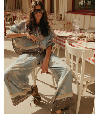 Summum Woman Trousers Palmtree print single border