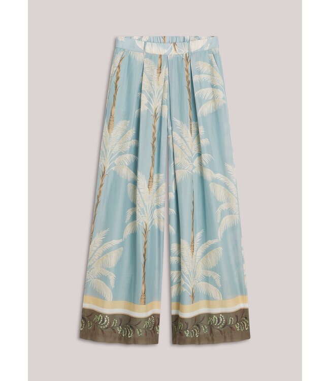Summum Woman Trousers Palmtree print single border