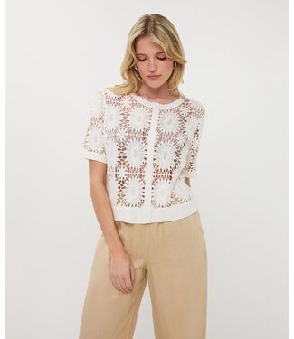 Esqualo Cardigan crochet s/slve - Off White