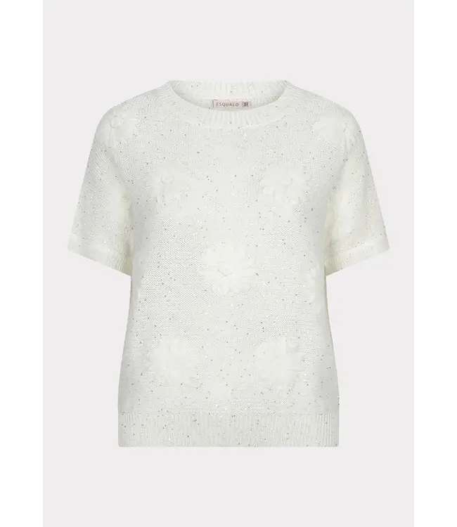 Esqualo Sweater embroidery flowers - Off White