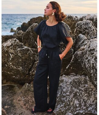 Esqualo Trousers linen - Black