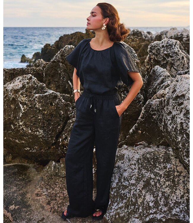 Esqualo Trousers linen - Black