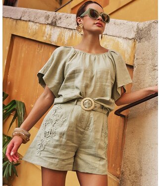 Esqualo Shorts linen - Soft Green