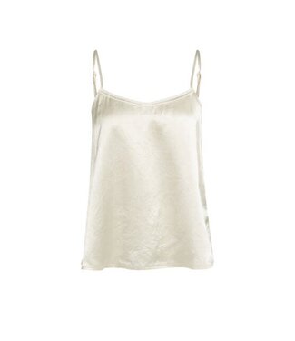 YAYA Satin singlet with transparent edge - CREME BEIGE