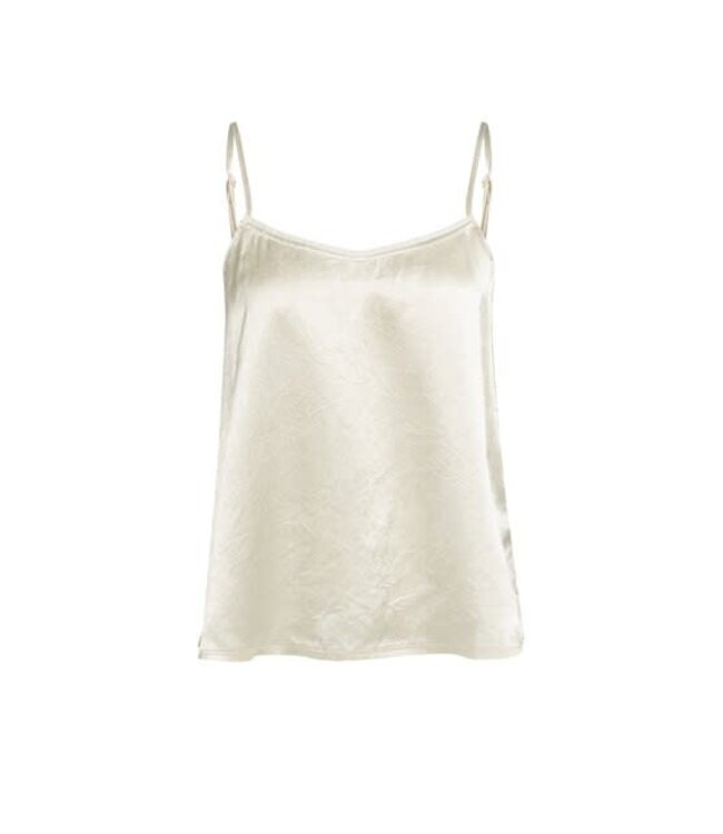 YAYA Satin singlet with transparent edge - CREME BEIGE