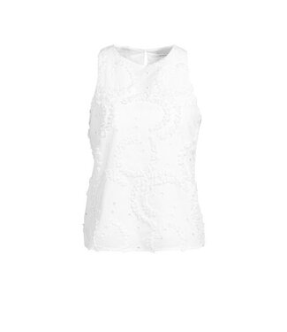 YAYA Embroidered sleeveless top - SNOWFADE WHITE