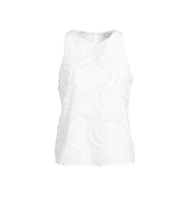 YAYA Embroidered sleeveless top - SNOWFADE WHITE