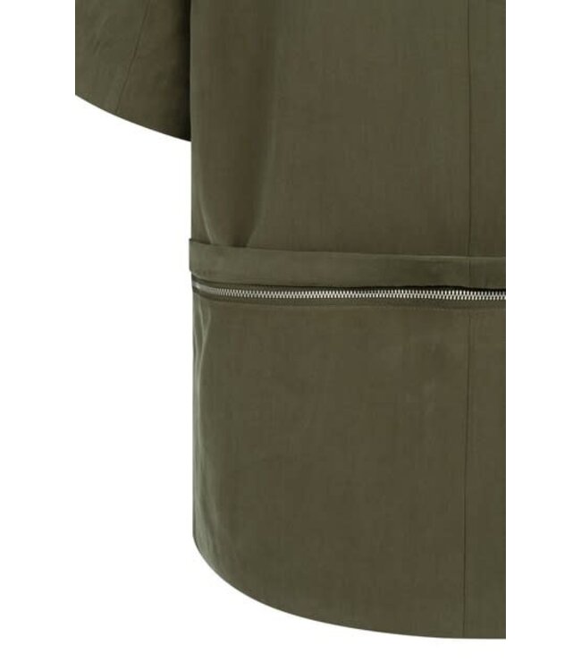 YAYA Woven shortsleeve blazer with detachable bottom hem - ARMY GREEN
