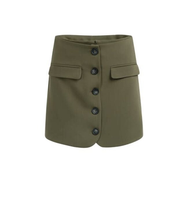 YAYA Woven mini skort with pockets and buttons - ARMY GREEN