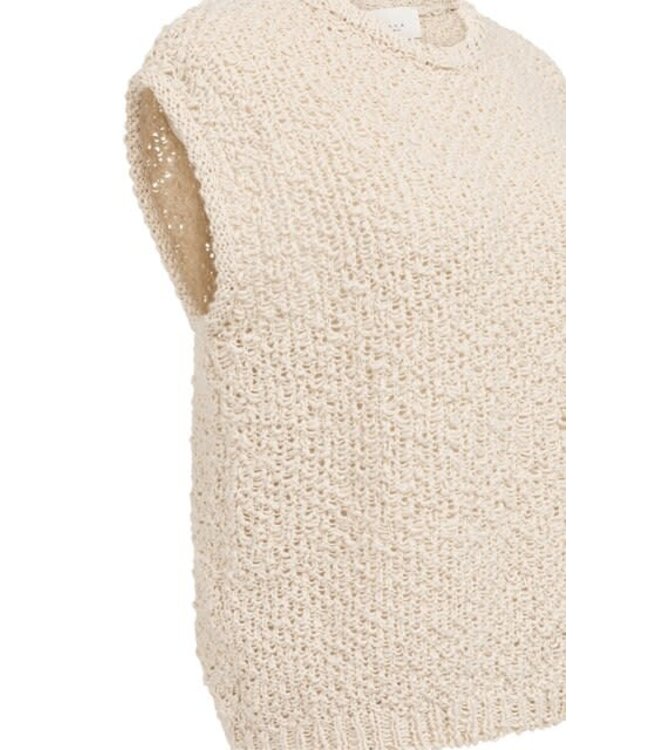 YAYA Textured sleeveless sweater - CLOUD CREME WHITE