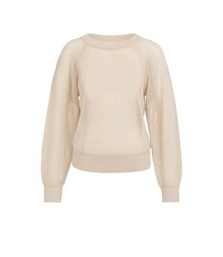 YAYA Mesh stitch raglan sweater - CLOUD CREME WHITE