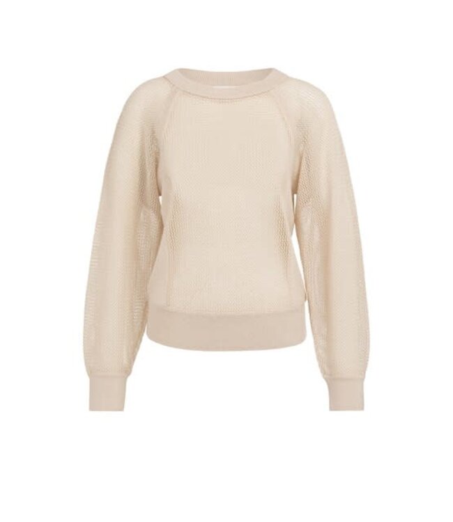 YAYA Mesh stitch raglan sweater - CLOUD CREME WHITE