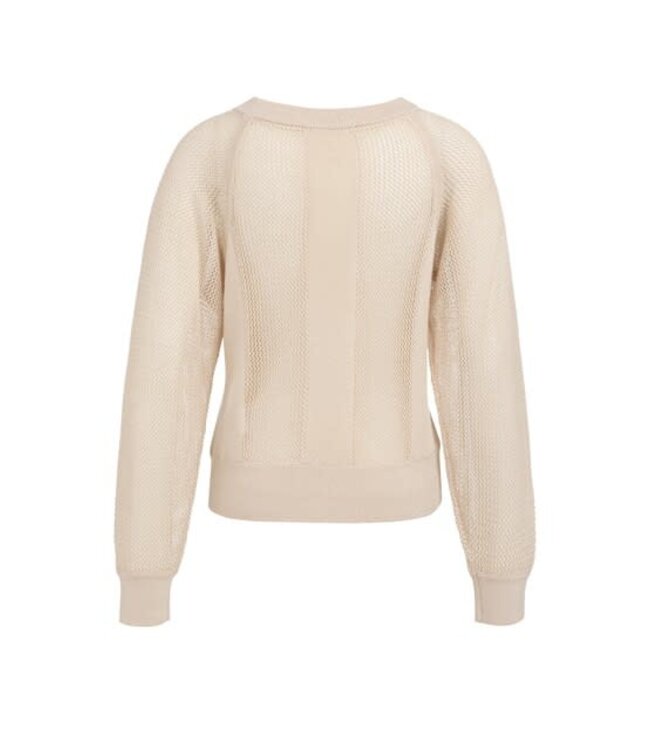 YAYA Mesh stitch raglan sweater - CLOUD CREME WHITE