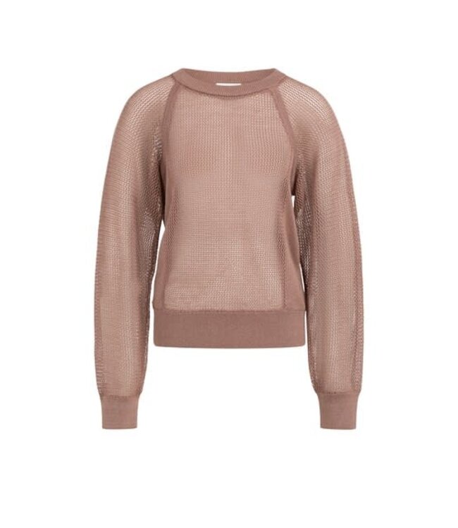 YAYA Mesh stitch raglan sweater - BURLWOOD PINK