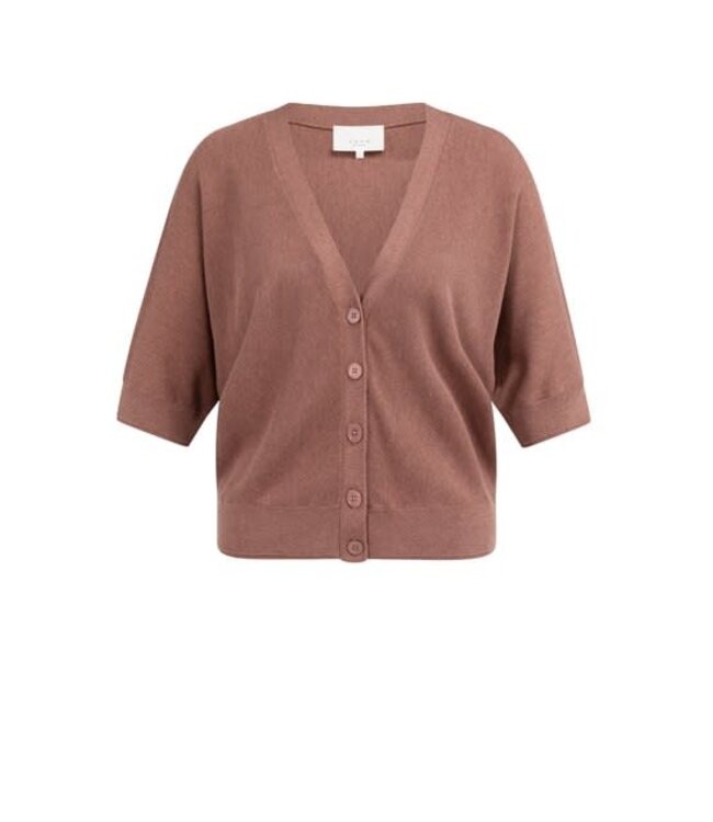 YAYA Batwing cardigan in textured knit - BURLWOOD PINK MELANGE