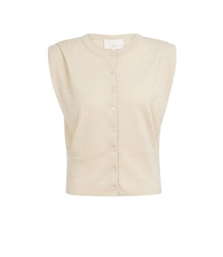 YAYA Shoulder detail cardigan with fitted waist - CLOUD CREME WHITE