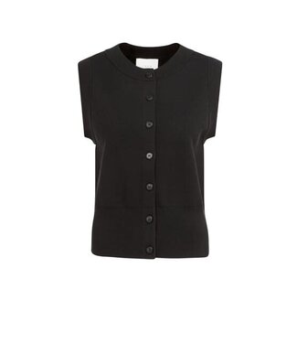 YAYA Sleeveless cardigan with buttons - BLACK