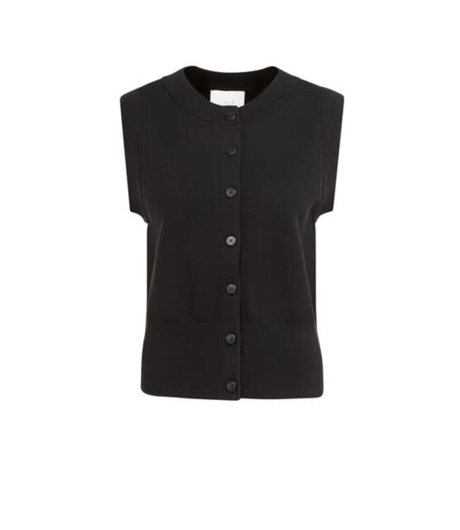 YAYA Sleeveless cardigan with buttons - BLACK