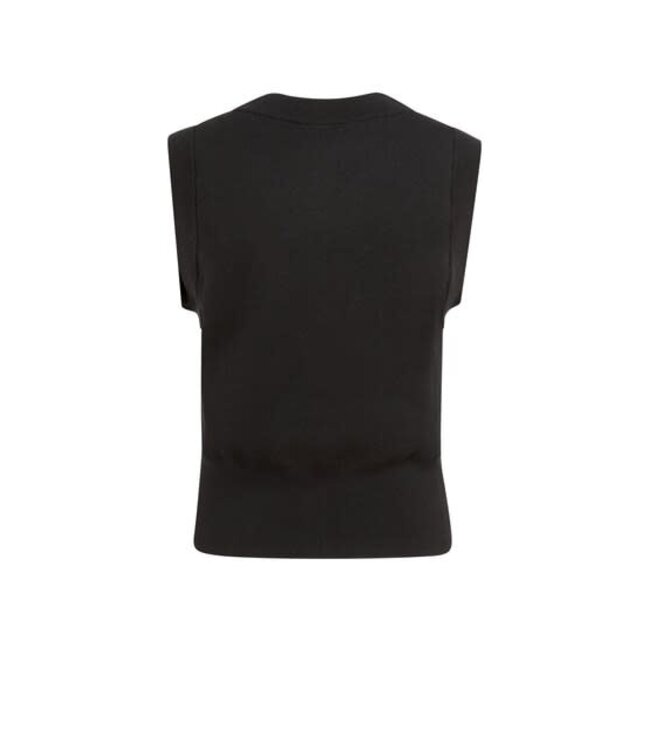YAYA Sleeveless cardigan with buttons - BLACK
