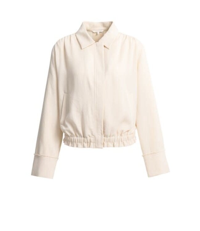 YAYA Linen blouse jacket with drawstring - CLOUD CREME WHITE
