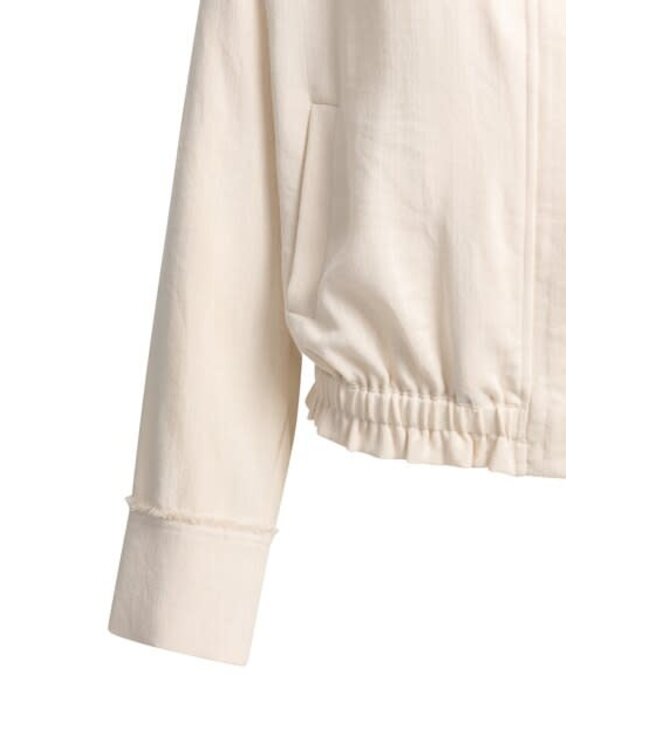 YAYA Linen blouse jacket with drawstring - CLOUD CREME WHITE