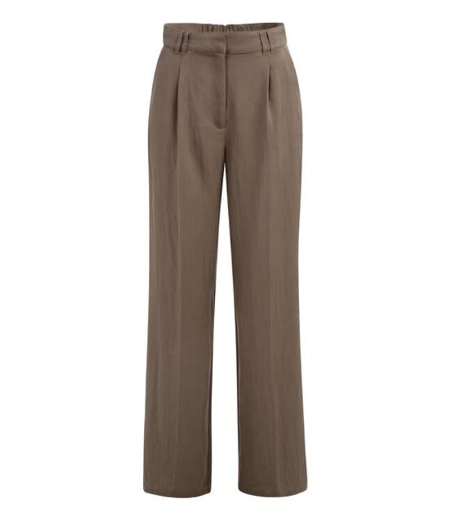 YAYA Woven wide leg trousers with pleaths - L32 - WASHED BROWN