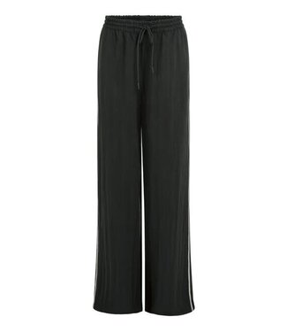 YAYA Woven wide leg trousers with contrast flatlock detail - L32 - BLACK
