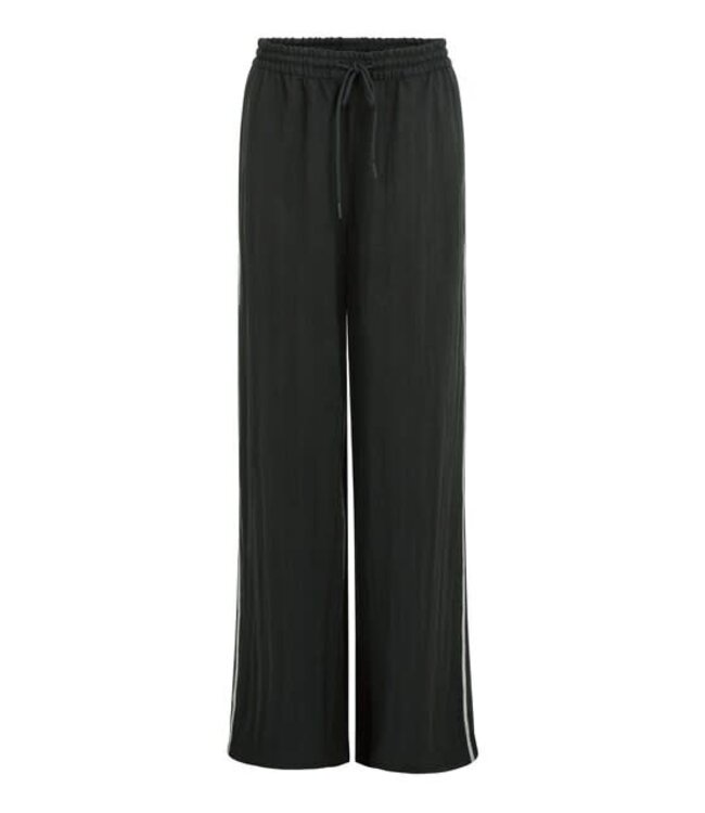 YAYA Woven wide leg trousers with contrast flatlock detail - L32 - BLACK