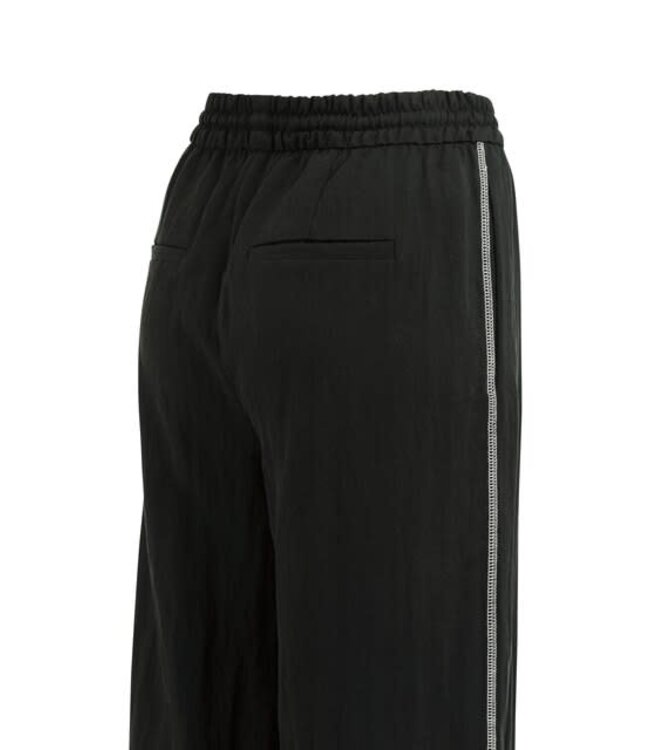 YAYA Woven wide leg trousers with contrast flatlock detail - L32 - BLACK