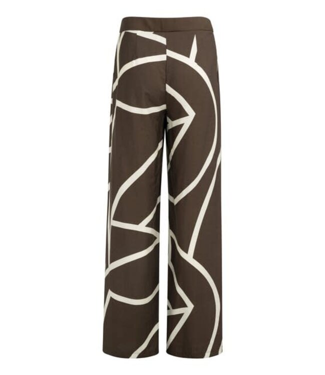 YAYA Woven printed wide leg trousers - CHOCOLATE MARTINI BROWN DESSIN