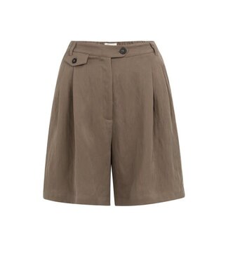 YAYA Woven longer length bermuda short - WASHED BROWN
