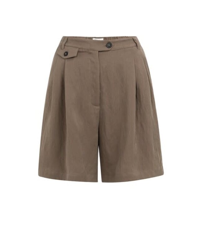 YAYA Woven longer length bermuda short - WASHED BROWN