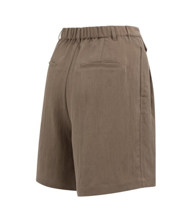 YAYA Woven longer length bermuda short - WASHED BROWN