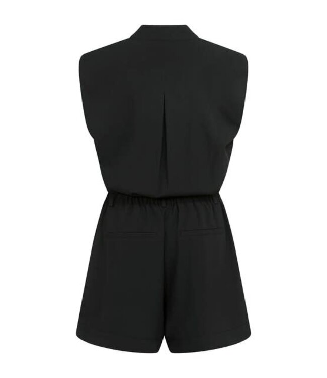 YAYA Woven sleevless playsuit with wrap effect - BLACK